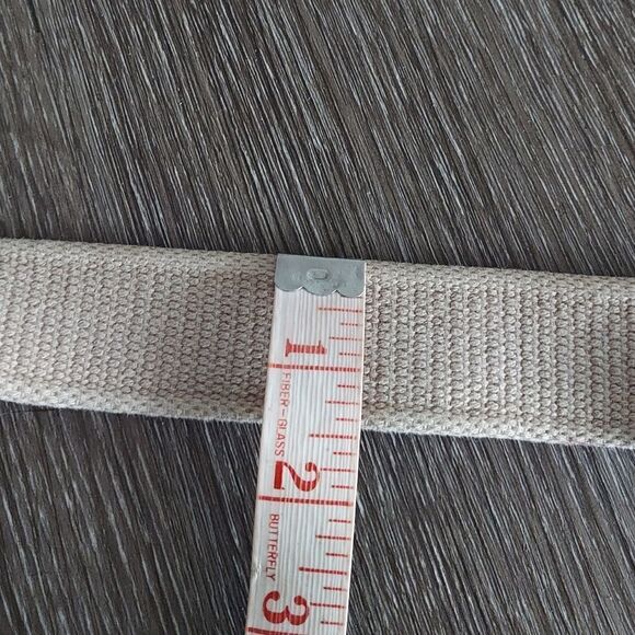 Fossil Utility Gear Beige Cotton Web Belt Men's Size 38 Solid Brass Buckle - Picture 6 of 7